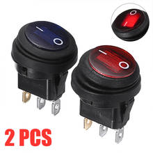 Interruptor de encendido/apagado para coche y barco, interruptor de palanca de balancín redondo de 3 pines, LED azul y rojo, impermeable, 12V, 20a, 2 uds. 2024 - compra barato