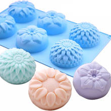 6 Holes Three Flower Patterns 3D Round DIY Silicone Handmade Soap Candle Fondant Chocolate Cake Decoration Baking Mold Crafts 2024 - buy cheap
