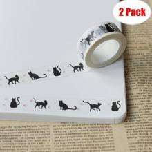 2Pcs Cat DIY Self Adhesive Washi Masking Tape Sticker Craft Decor Decorative Cute Animal Scrapbooking Masking Tapes 2024 - buy cheap