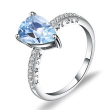 Женское кольцо с небесно-синим топазом, жемчужное кольцо из стерлингового серебра 925 пробы на свадьбу, карат 2024 - купить недорого