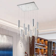 Moderno lustre de teto cristal cromado para sala jantar longo loft escada grande corredor lobby cozinha ilha iluminação interior 2024 - compre barato