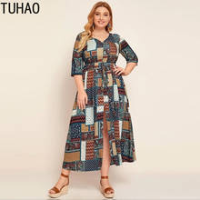 Tuhao-vestido da mamãe vintage, plus size, 8xg, 6xl, 4xl, verão, vestidos casuais para mulheres, roupas elegantes, retrô, tamanho grande 2024 - compre barato