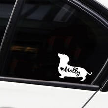 Nome personalizado do animal de estimação dachshund decoração do carro decalque da arte do cão decalque à prova dwaterproof água da parede do vinil adesivo ph610 2024 - compre barato