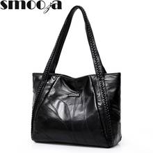 SMOOZA Women Large Handbags Genuine Sheepskin Patchwork Casual Hand Bags Ladies Bags Big Capacity Woman Shoulder Bag 2024 - buy cheap