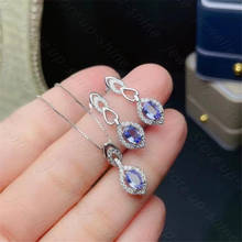 New style 925 silver inlaid natural tanzanite earrings & pendants, simple atmosphere, gem size 4*6mm 2024 - buy cheap