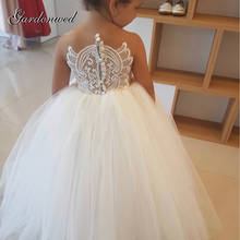 Embroidery Lace Bodice Flower Girl Dress 2020 Sleeveless Floor Length Tulle Ball Gown Pageant Dress Girl Wedding Princess 2024 - buy cheap