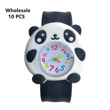 (Atacado 10 pçs) na moda dos desenhos animados crianças relógios panda 3d dial crianças relógios de quartzo menino esportes correia de borracha dobrável relógio de pulso 2024 - compre barato