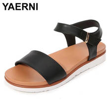 YAERNI Ladies Shoes Sandals 2021 Summer New Flat Non-slip Sandals Female Solid Color Women Casual Beach Shoes 2024 - buy cheap