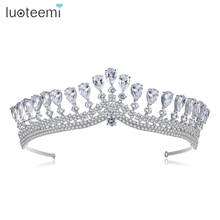 LUOTEEMI-Diadema de lujo para novia y mujer, accesorios de corona de Tiara para boda, Reina, Princesa, joyería de moda de alta calidad transparente de CZ 2024 - compra barato