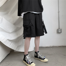 Pantalones cortos negros para mujer, Shorts holgados con bolsillos grandes, estilo Harajuku, coreano, Ulzzang, de verano 2024 - compra barato