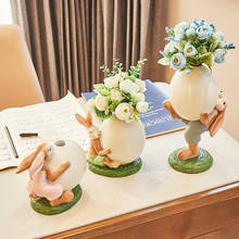 Nordic Creative Rabbit Vase Ornaments Lovely Resin Animal Hold Eggshell Rabbit Fairy Garden Miniature Figurines Home Decor Craft 2024 - buy cheap