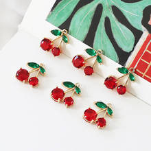 4pcs Korean Fashion Sweet Youth Girl Student Fruit Cherry Earrings for Women inlaid zircon texture pendant jewelry accessories 2024 - buy cheap
