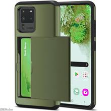 Funda deslizante con ranuras para tarjetas para Samsung, carcasa armadura para Samsung S20 FE S21 Ultra S10 e S9 S8 Plus Galaxy Note 20 Ultra 10 Plus 5G 9 8 S7 Edge 2024 - compra barato