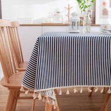 Nordic Style Stripe Tablecloth Picnic Cloth Kitchen Dining Table Cover with Tassels Coffee Tea Desk Party Home Decoration 2024 - buy cheap