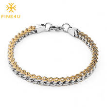 FINE4U-pulsera de cadena de trigo cuadrada de acero inoxidable para hombre, brazalete de cadena curvada de 5MM de ancho, estilo Retro, B355 2024 - compra barato