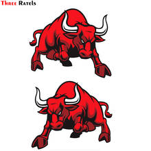 Three Ratels TZ-175 17.7*15cm 1-3 pieces Angry Spanish Bull Red car sticker car stickers 2024 - buy cheap