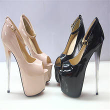 Zapatos de charol con plataforma para mujer, calzado sexy de talla grande, tacones ultra altos de 22 cm con punta de pez, 2020 2024 - compra barato