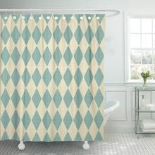 Brown Circus Abstract Geometric Retro Blue and Grey Beige Shower Curtain Waterproof Polyester Fabric 60 x 72 inches Set 2024 - buy cheap