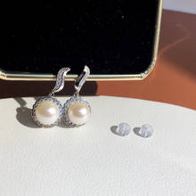 Accesorios para pendientes de plata de ley 925 de estilo europeo, montajes de Base para perlas, ágata, cristal, piedras, Jade 2024 - compra barato