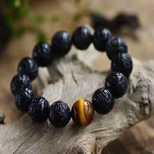 Natural Obsidian Stone Bracelets Round Beads Carved PiXiu Yellow Tiger Eye Stone Bracelets Lucky for Women Men Energy Jewery 2024 - buy cheap
