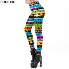 FCCEXIO Halloween Party Series Pattern Print Sexy Girl Leggins Casual Workout Fitness Pants  Women High Waist Leggings 2024 - buy cheap