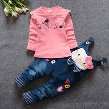 LeisuireBaby Girl Outfits Cartoon Long Sleeved T-shirts+ Jeans Jumpsuit 0-24M Infant Brand Clothing Bebes Jogging Suits For Kids 2024 - buy cheap