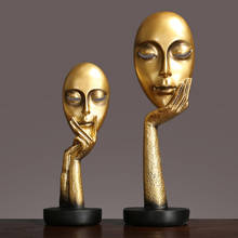 Estatua de máscara dorada minimalista, adornos de decoración creativos para sala de estar, armario de TV, ilustraciones, exhibición de escritorio, artesanías, regalo 2024 - compra barato