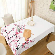 Весенняя скатерть с цветком вишни льняная хлопковая скатерть спандекс эластичный обеденный чехол для кресла кухонная скатерть 2024 - купить недорого