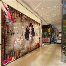 Custom Nail Shop Personality Mural Retro Nail Art Brick Wall Background Wallpaper 3D Beauty Salon Industrial Decor Wall Paper 3D 2024 - buy cheap