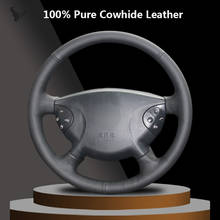 Car Black Genuine Leather Steering wheel cover for Mercedes Benz E63 W210 E240 E280 E320 2002 2003 2004 2005 2024 - buy cheap