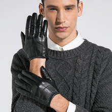NH-guantes de piel auténtica para hombre, manoplas suaves y cálidas de piel de cabra auténtica para invierno, color negro, a la moda, novedad 2024 - compra barato