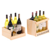 2 Sets Miniature Wine Drink Bottles Goblet & Magnet Wood Box 1/12 Dollhouse 2024 - buy cheap