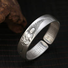 Handmade 100% 999 Silver Cuff Bracelet Tibetan Buddha Bangle Buddhist Heart Sutra Good Luck Cuff Bracelet Thai Silver 2024 - buy cheap