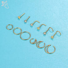 Zs conjunto de piercing de nariz, anéis de aço inoxidável colorido em formato de l com parafuso, septo e jóias de piercing 2024 - compre barato