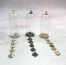 1/2/3/5/8pcs 50x20mm Tube bell jars glass globe bubble gold crown tray cap glass vial pendants necklace glass dome cover jars 2024 - buy cheap