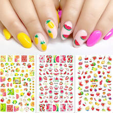 Summer Fruit Series 3D Nail Stickers Strawberry Watermelon Lemon Adhesive Sliders Paper Nail Decals Manicures Foils Wraps Tips 2024 - buy cheap