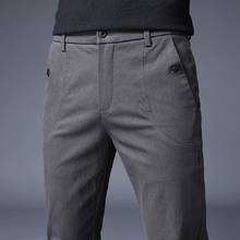 Новинка 2021, мужские брюки, облегающие повседневные брюки, длинные модные деловые Стрейчевые брюки, мужские Брендовые брюки, черные, синие брюки 2024 - купить недорого