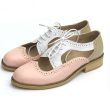 Zapatos Oxford de estilo Vintage de alta calidad para mujer, calzado de piel auténtica con superficie de red, hecho a mano, colores mezclados 2024 - compra barato
