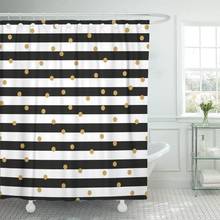 Pattern Black and White Stripes Gold Circles Striped Abstract Shower Curtain Waterproof Polyester Fabric 60 x 72 Inches Set 2024 - buy cheap