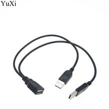 YuXi-concentrador de Cable de extensión de carga Y sincronización de datos, USB 2,0 tipo hembra a 2 USB Dual macho, color negro, más nuevo 2024 - compra barato