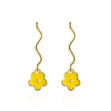 Pequena flor amarela vinil onda padrão brincos para as mulheres tendência criativa presentes de festa jóias sae431 2024 - compre barato