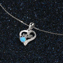 Fashion Exquisite Shiny Zircon Blue Opal Mom Heart Pendant Necklace Elegant and Beautiful Mother's Day Jewelry 2024 - buy cheap