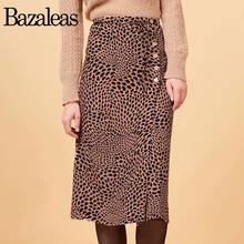 Bazaleas-Falda midi con estampado de leopardo para mujer, falda Retro de cintura alta, con lazo en la cintura y botones laterales, Estilo Vintage 2024 - compra barato