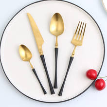 4pcs/set Black Gold Tableware Stainless Steel Cutlery Dinner Set Table Knife Fork Dinnerware Kitchen Accessories Christmas Gift 2024 - buy cheap