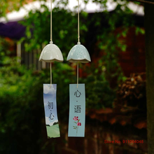 Керамические ветряные колокольчики в японском стиле с цветком вишни, креативное садовое подвесное украшение, ветряной колокольчик, Античный Декор для фермерского дома, ветряные колокольчики 2024 - купить недорого