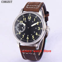 Corgeut 44mm black sterile dial luminous 17 jewels 6497 Mechanical Hand Winding movement men's watch-CM03 2024 - buy cheap