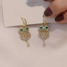 Luxury Cubic Zircon CZ Owl Stud Earrings for Women Japanese&Korea New Style 14K Gold Plated  Earrings 2024 - buy cheap