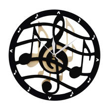 Relógio de parede de madeira com tema musical, notas de música, clave de sol triplos, silencioso, com toque, decoração para casa, arte de parede 2024 - compre barato