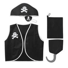Fantasia infantil de pirata, traje para cosplay, dia das bruxas, uniforme, para meninos e meninas, conjunto de roupa de festa de aniversário 2024 - compre barato
