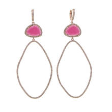 70*34mm big size women oval earring wiht pink green big zircon fashion big dangle ear jewelry 2024 - buy cheap